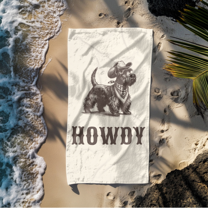 Howdy Scottish Terrier Beach Towel