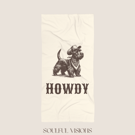 Howdy Scottish Terrier Beach Towel