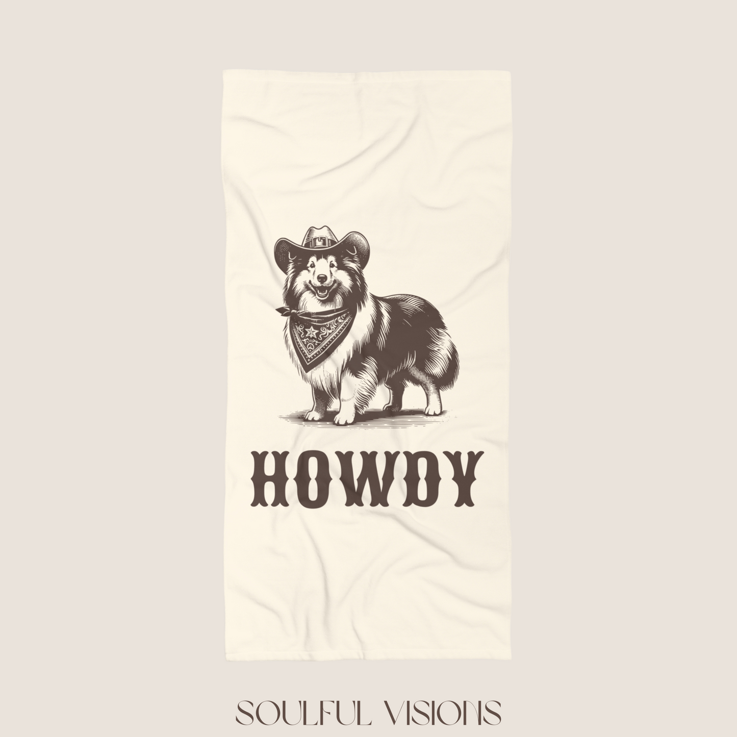 Howdy Shetland Sheepdog Beach Towel