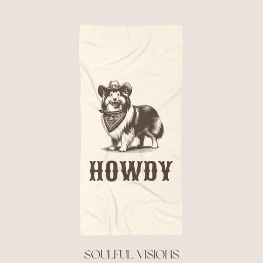 Howdy Shetland Sheepdog Beach Towel