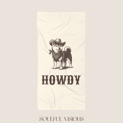 Howdy Shiba Inu Beach Towel