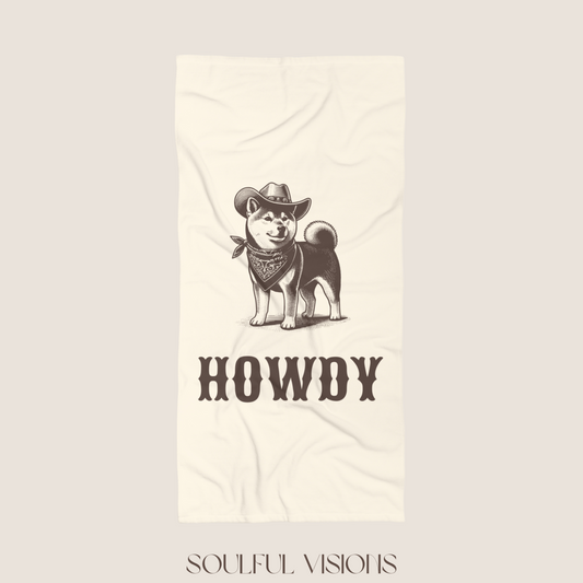 Howdy Shiba Inu Beach Towel