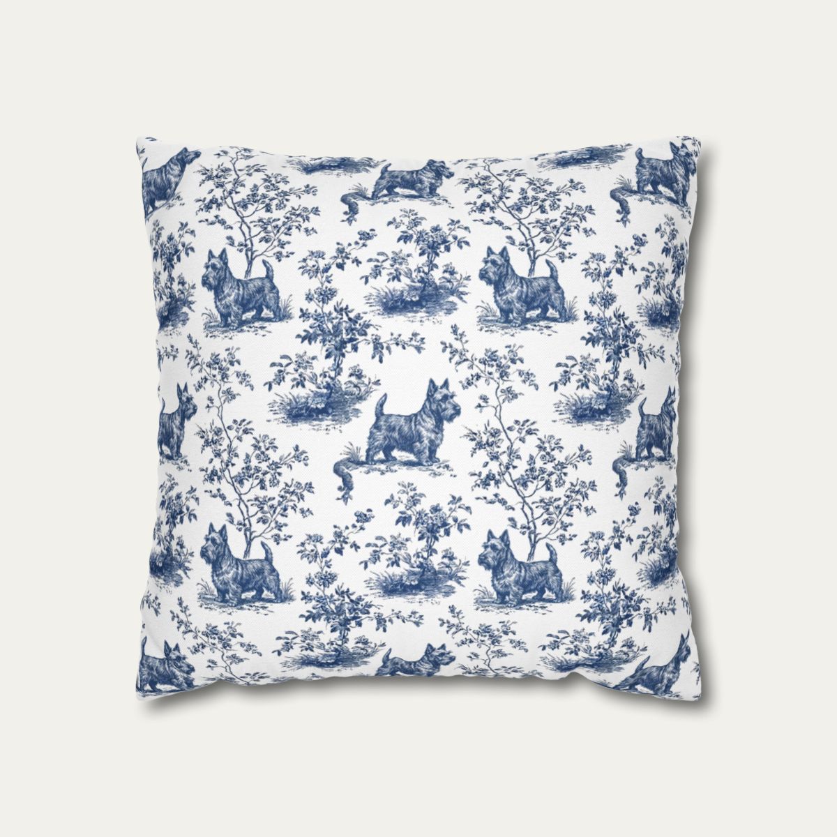 Dog Blue Toile Pillow
