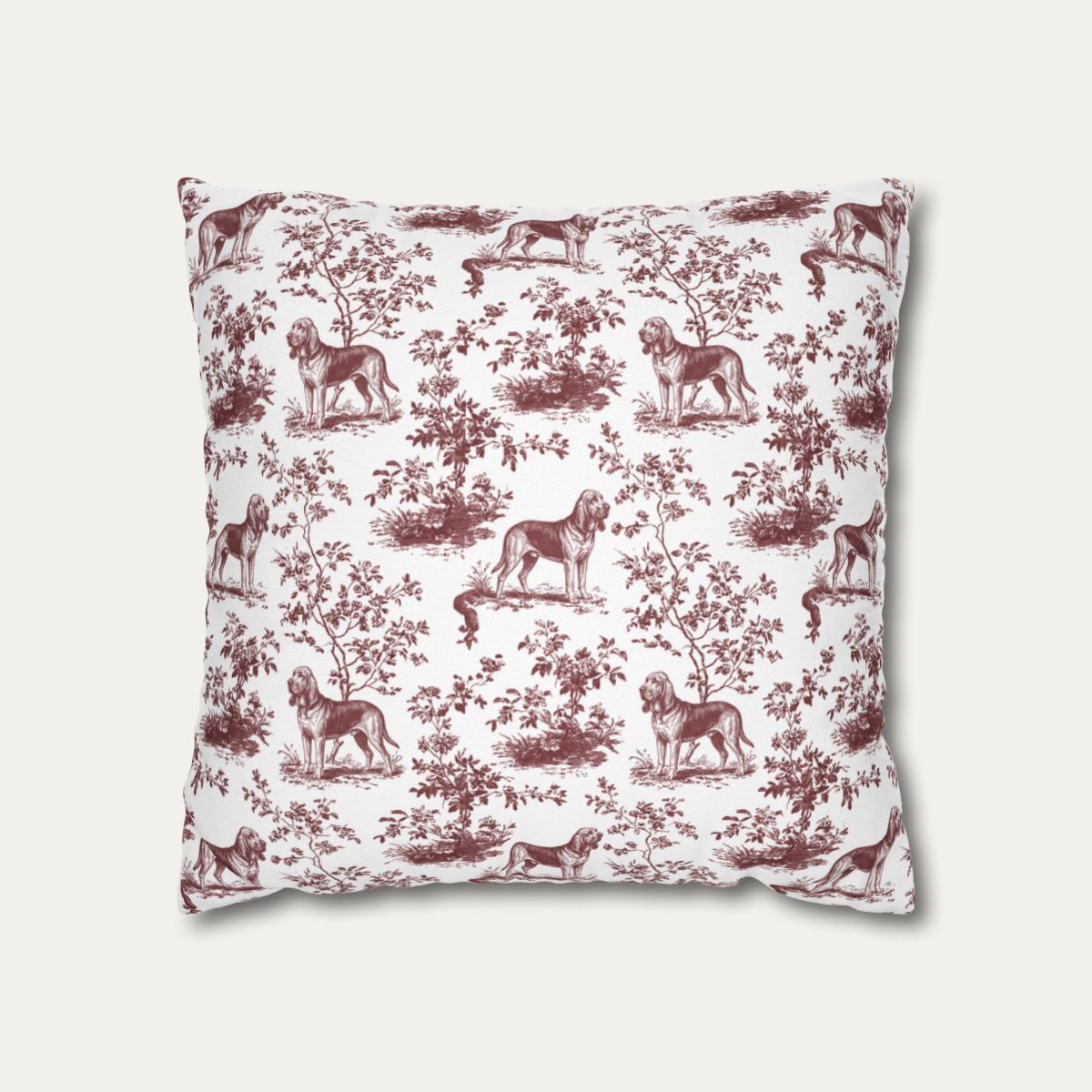 Basset Hound Burgundy French Toile Pillow