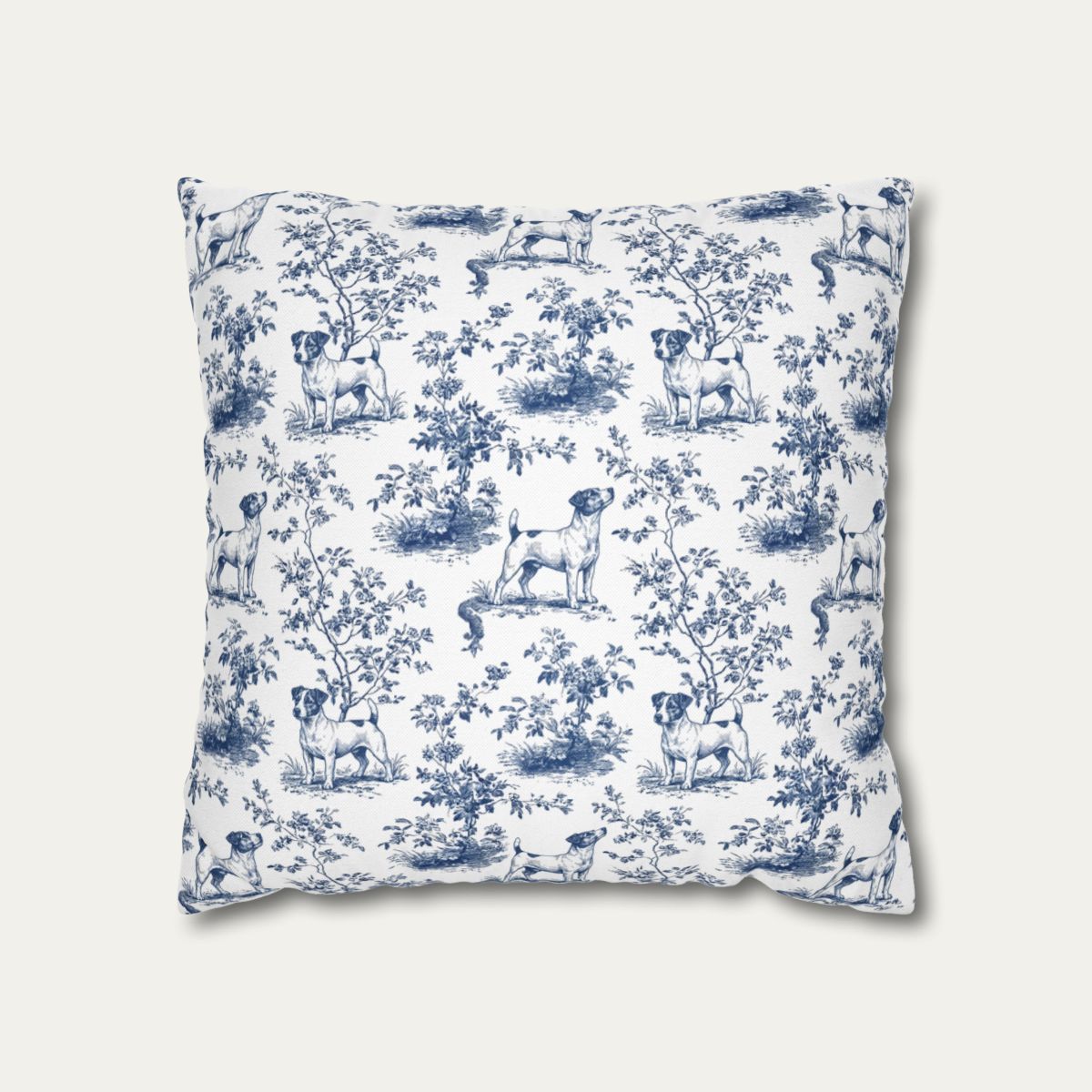 Dog Blue Toile Pillow