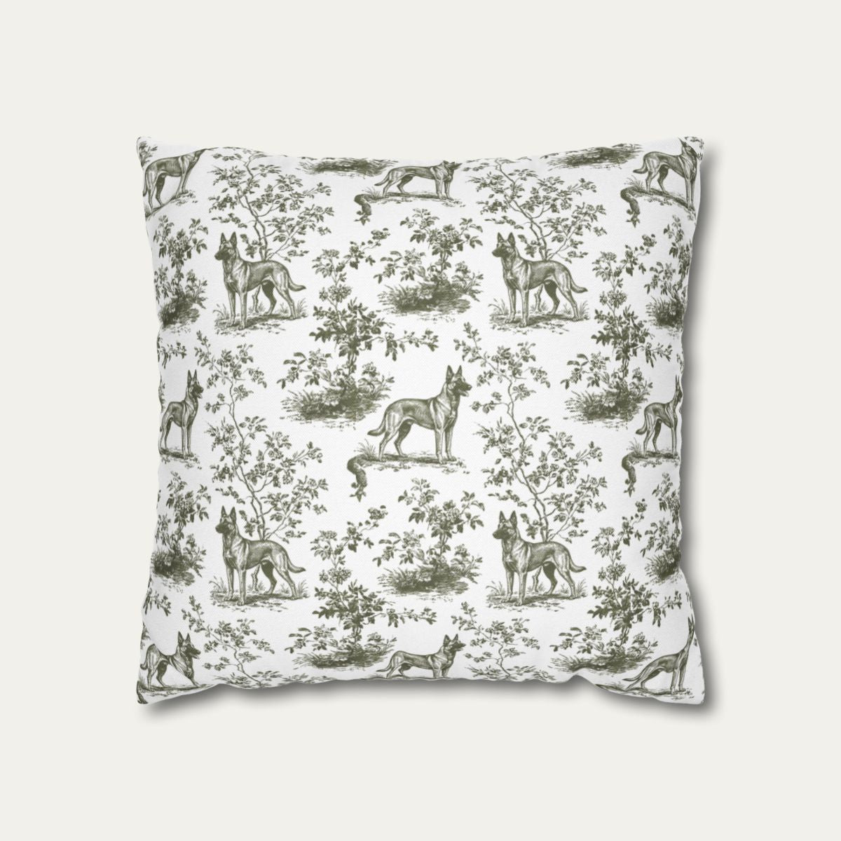 Belgian Malinois Sage Green French Toile Pillow