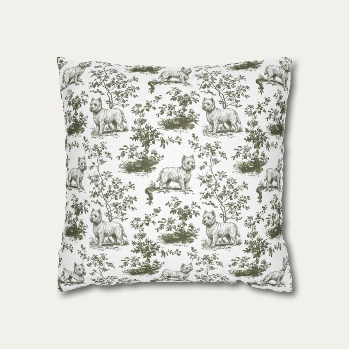 Westie Sage Green French Toile Pillow