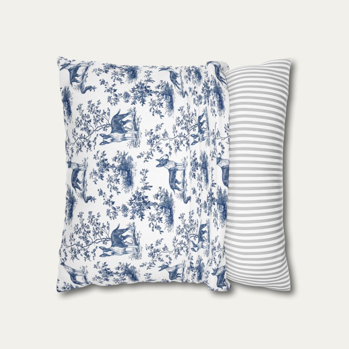 Bull Terrier Blue French Toile Pillow