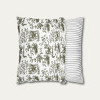 Chihuahua Longhaired Sage Green French Toile Pillow