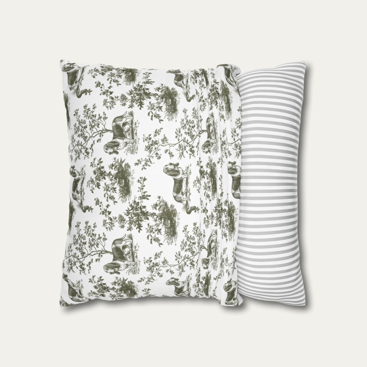 Basset Hound Sage Green French Toile Pillow