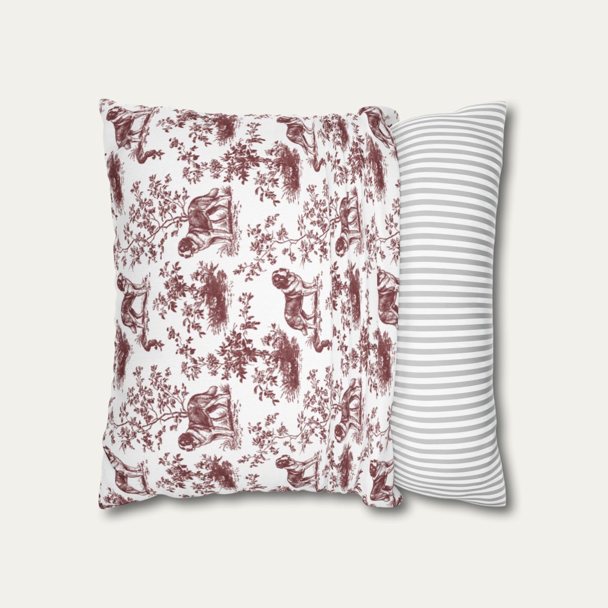 Saint Bernard Burgundy French Toile Pillow