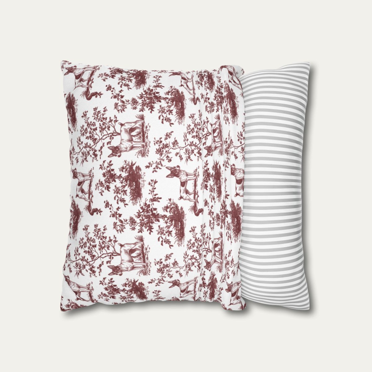 Toy Fox terrier Burgundy French Toile Pillow