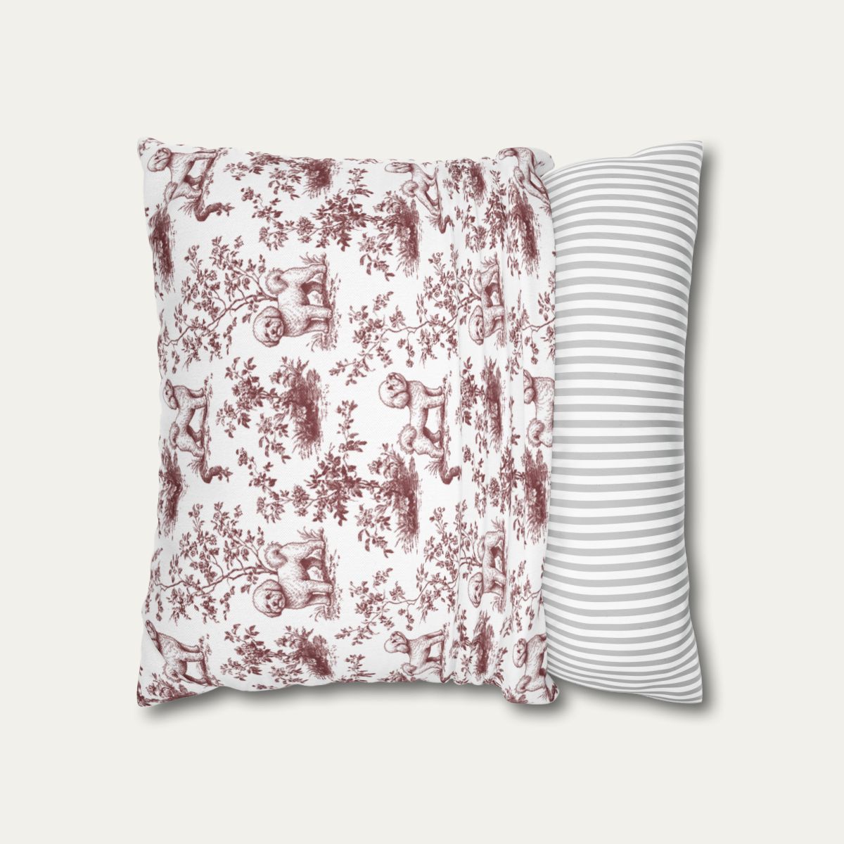 Bichon Frise Burgundy French Toile Pillow