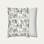 English Bulldog Sage Green French Toile Pillow