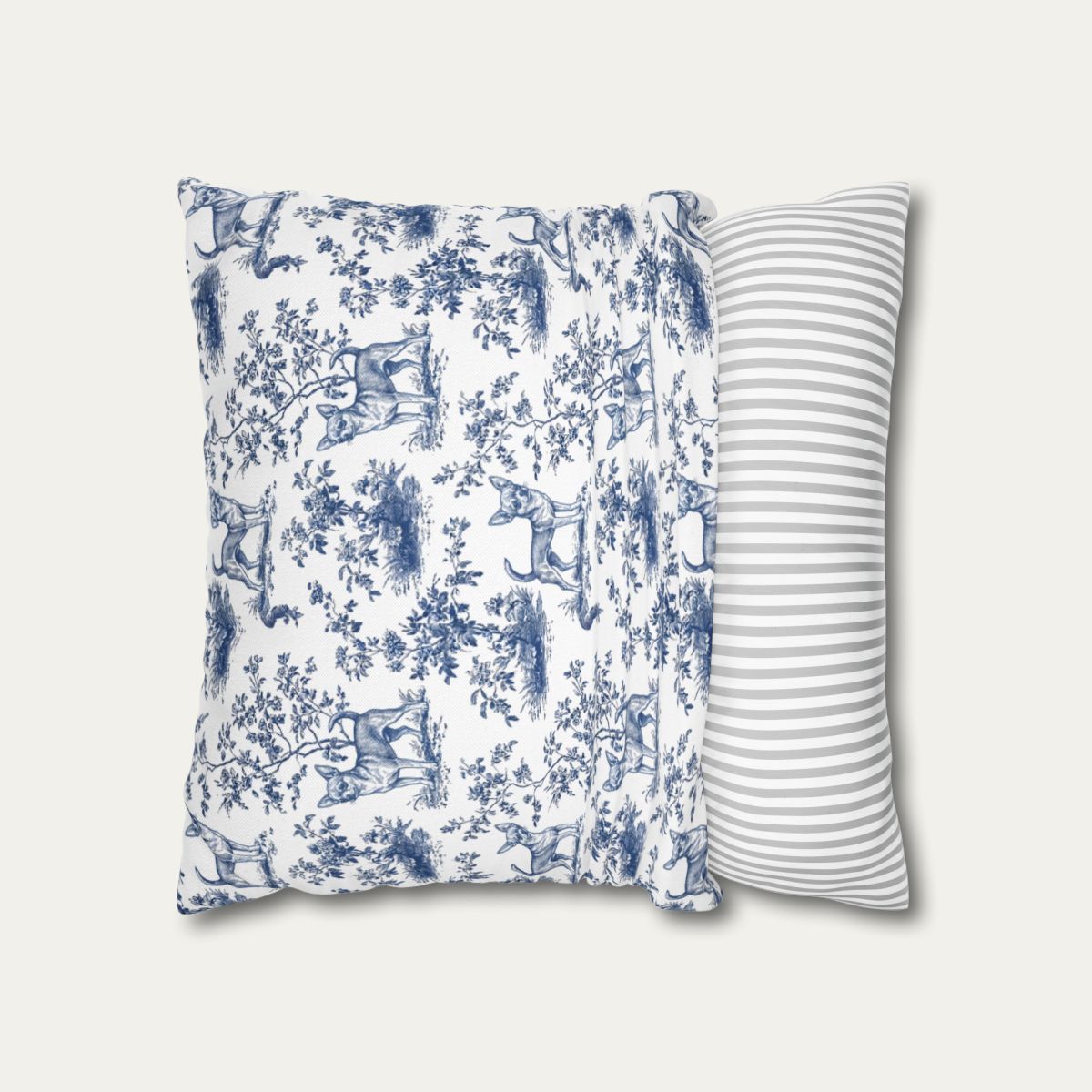 Chihuahua Shorthaired Blue French Toile Pillow