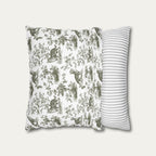 Tabby Cat Sage Green French Toile Pillow