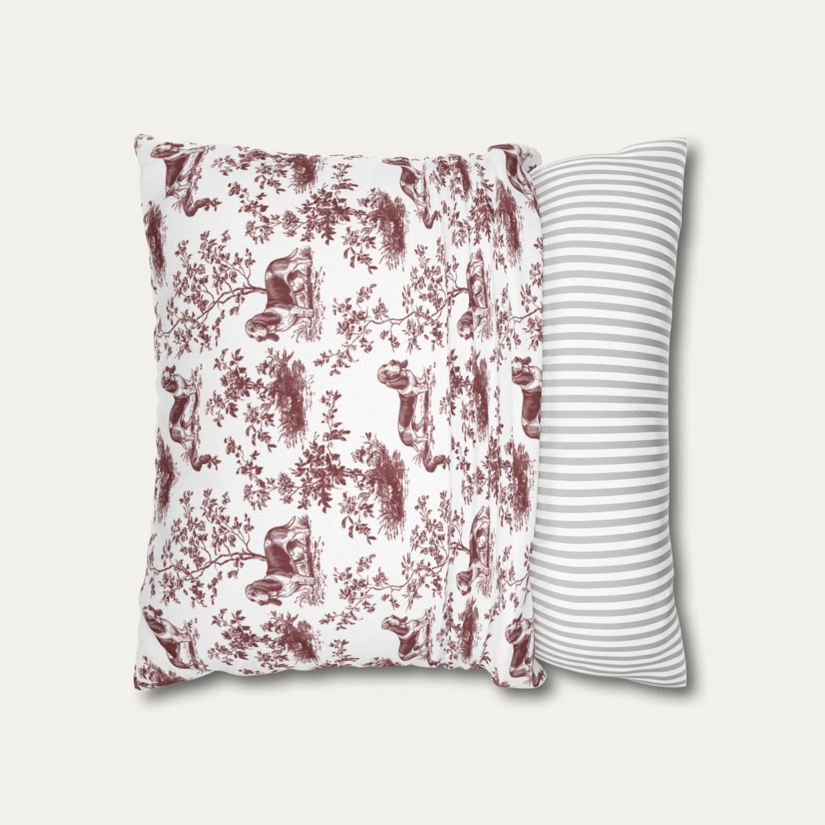 Basset Hound Burgundy French Toile Pillow