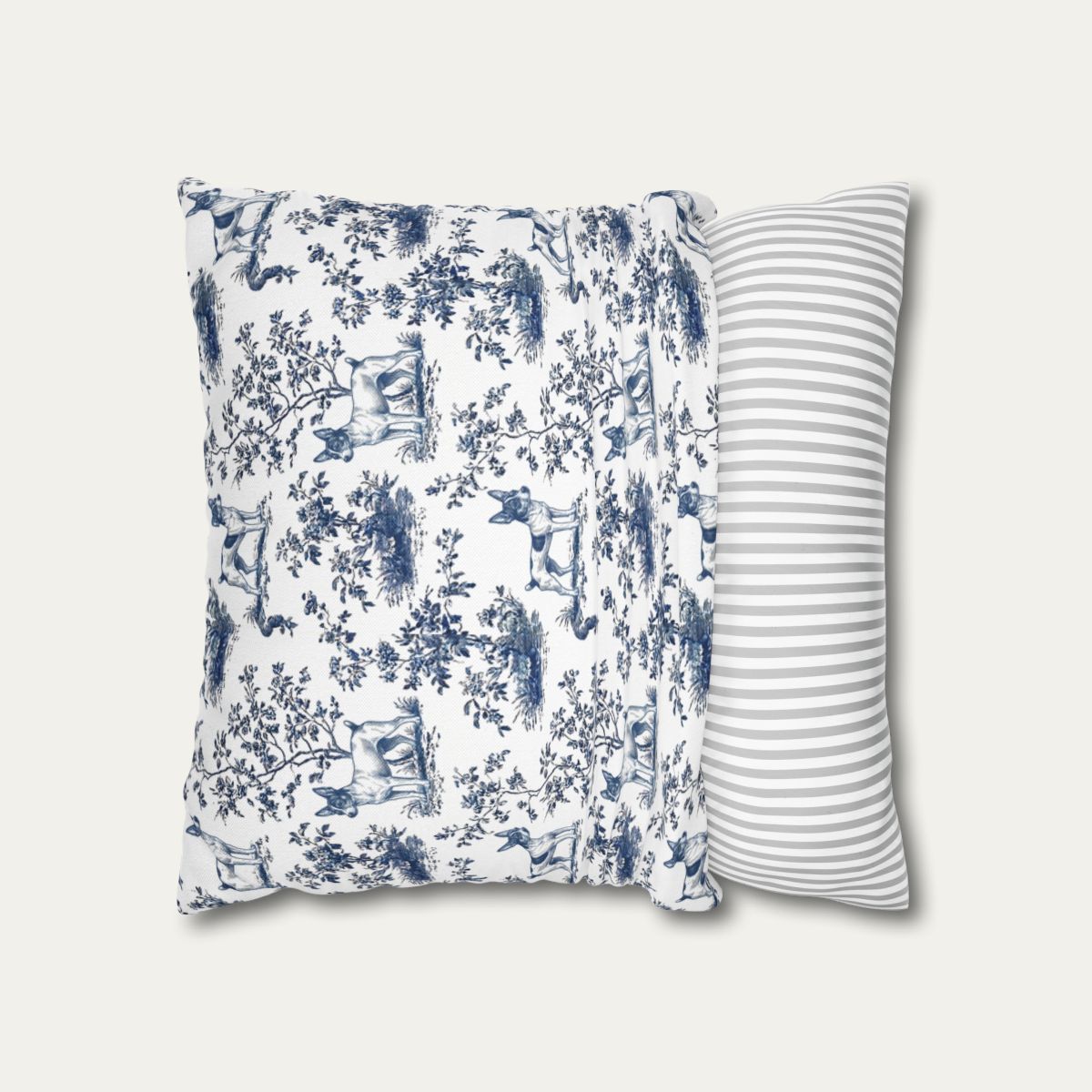 Toy Fox Terrier Blue French Toile Pillow