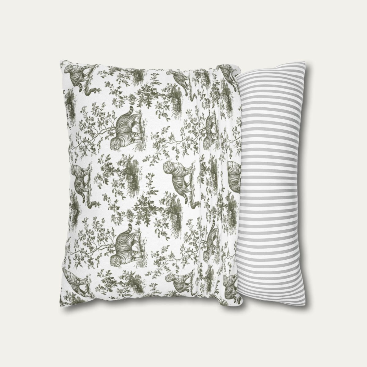 Scottish Fold Cat Sage Green French Toile Pillow