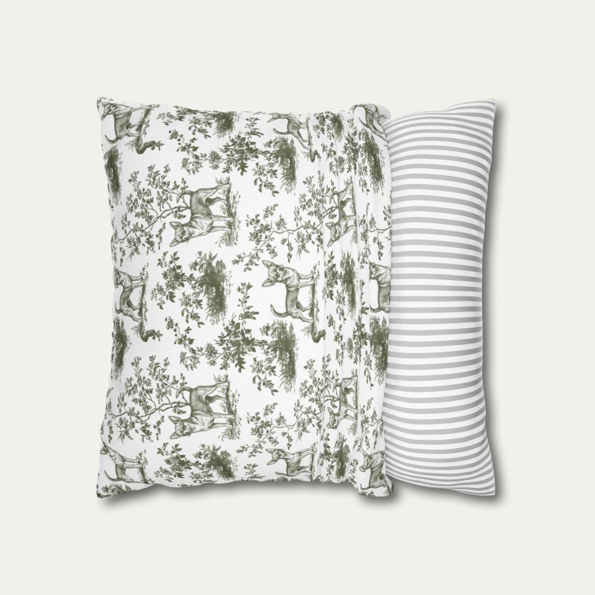 Chihuahua Shorthaired Sage Green French Toile Pillow