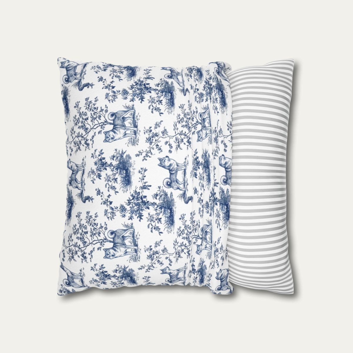 Shiba inu Blue French Toile Pillow