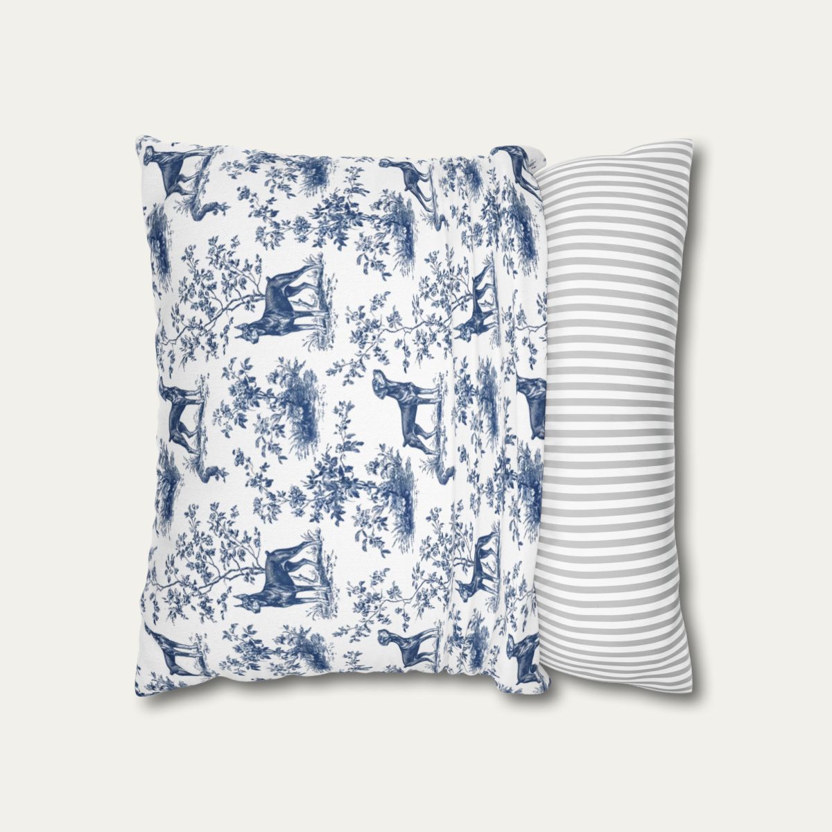 Doberman Blue French Toile Pillow