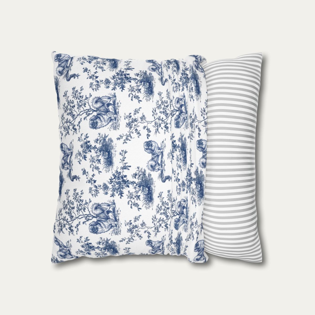Pekingese Blue French Toile Pillow