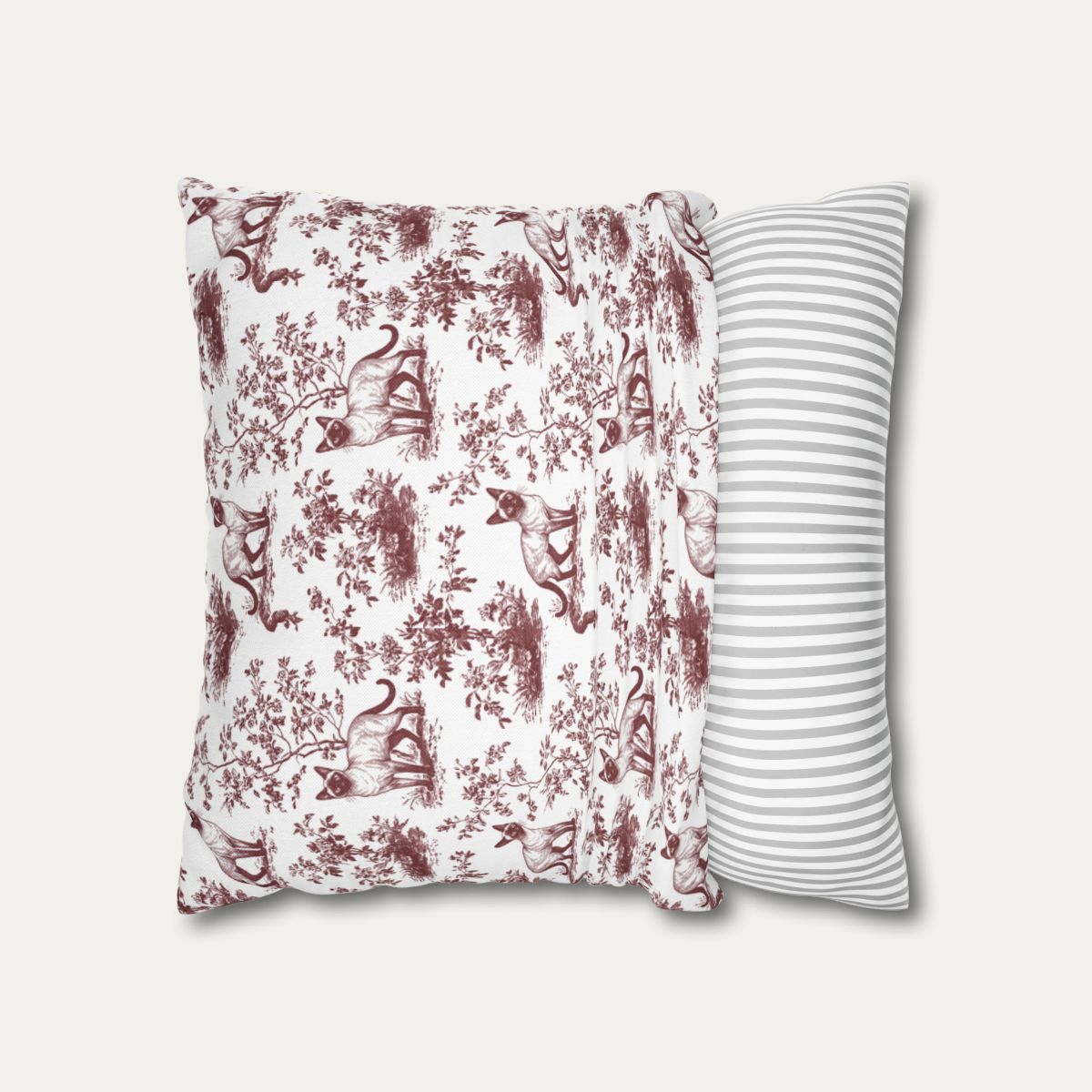 Siamese Cat Burgundy French Toile Pillow