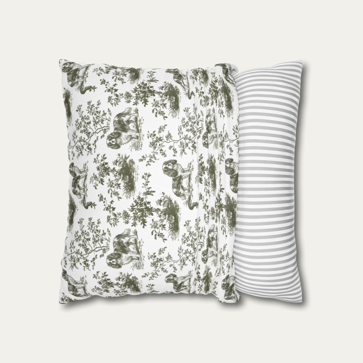 Cavalier Spaniel Sage Green French Toile Pillow