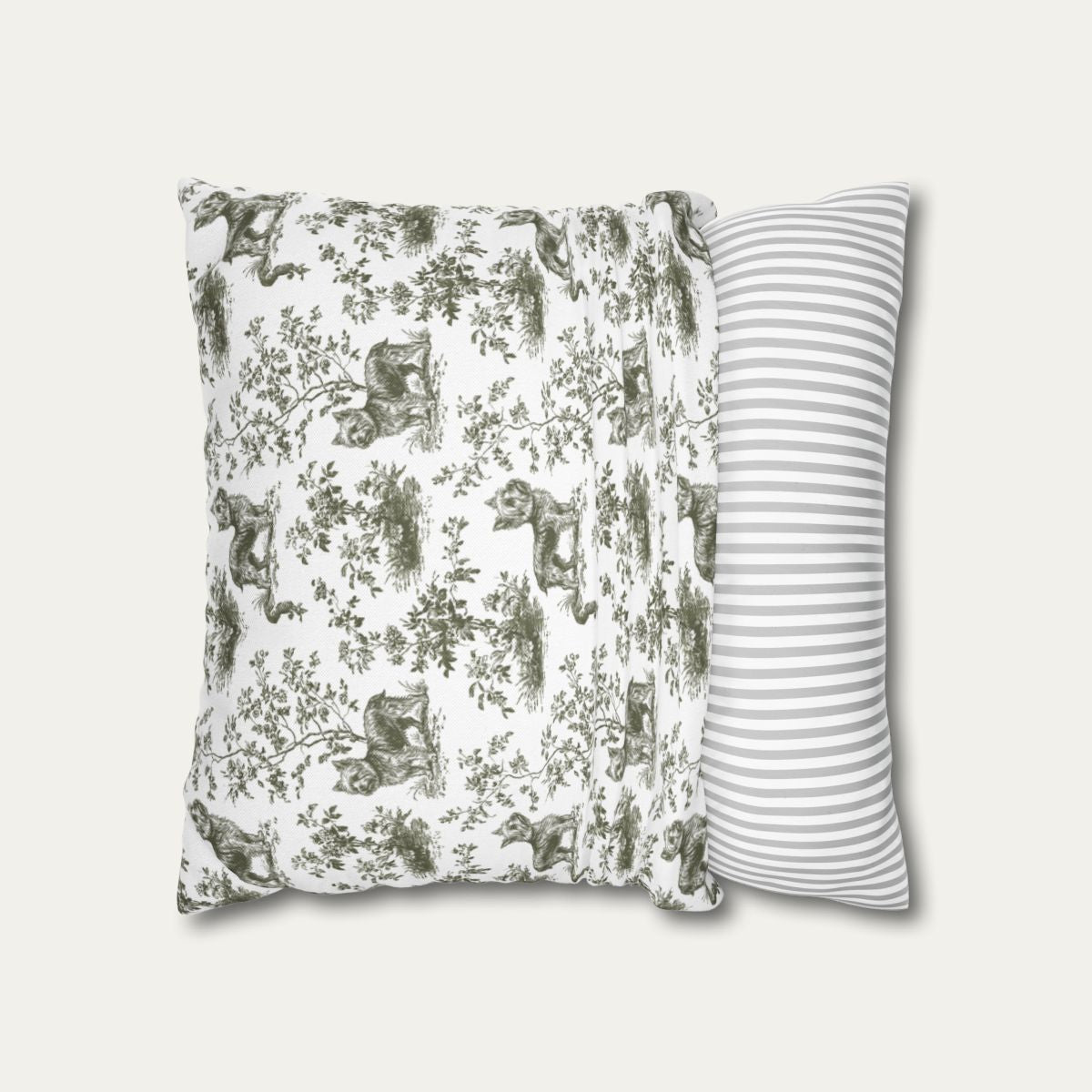 Yorkshire Terrier Sage Green French Toile Pillow