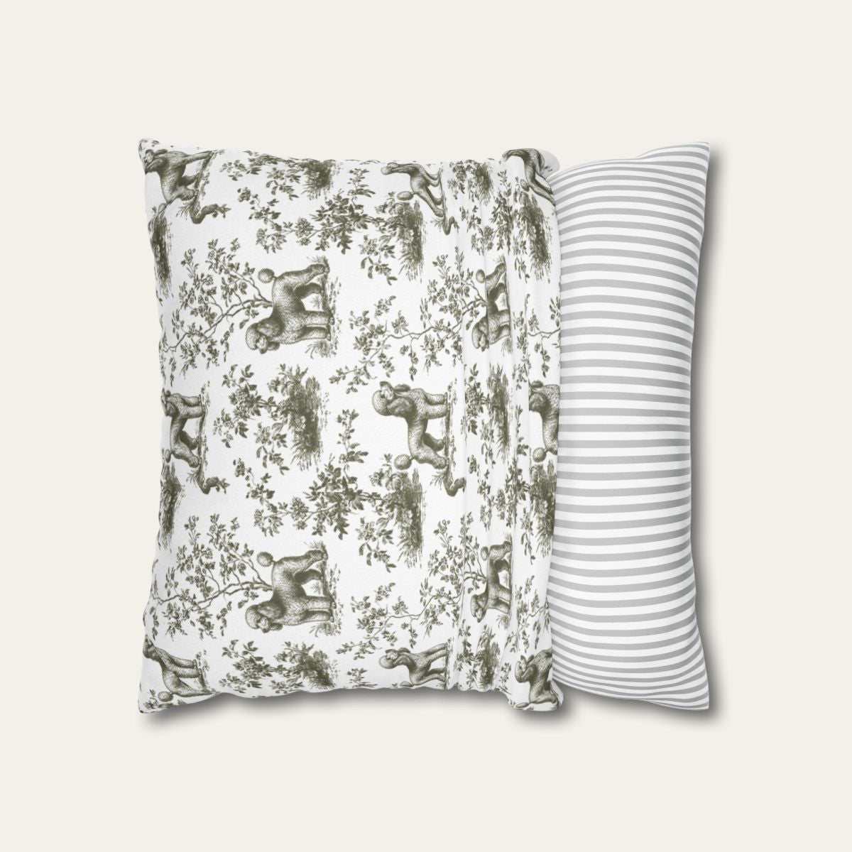 Poodle Sage Green French Toile Pillow