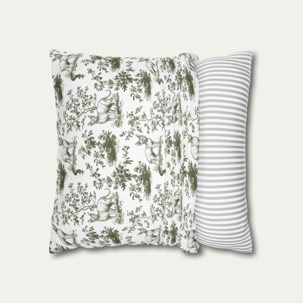 Sphynx cat Sage Green French Toile Pillow
