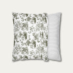 Pomeranian Sage Green French Toile Pillow