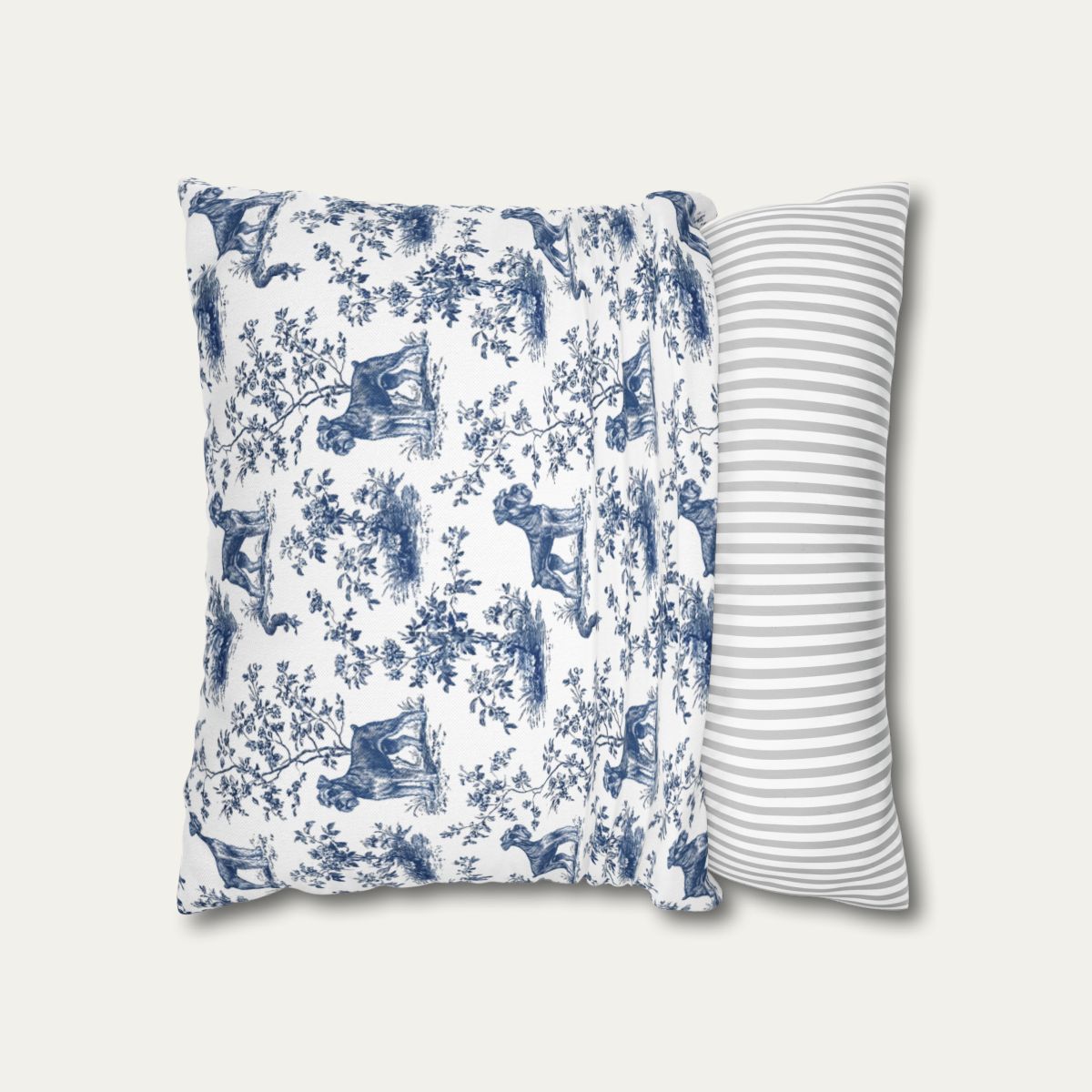 Schnauzer Blue French Toile Pillow