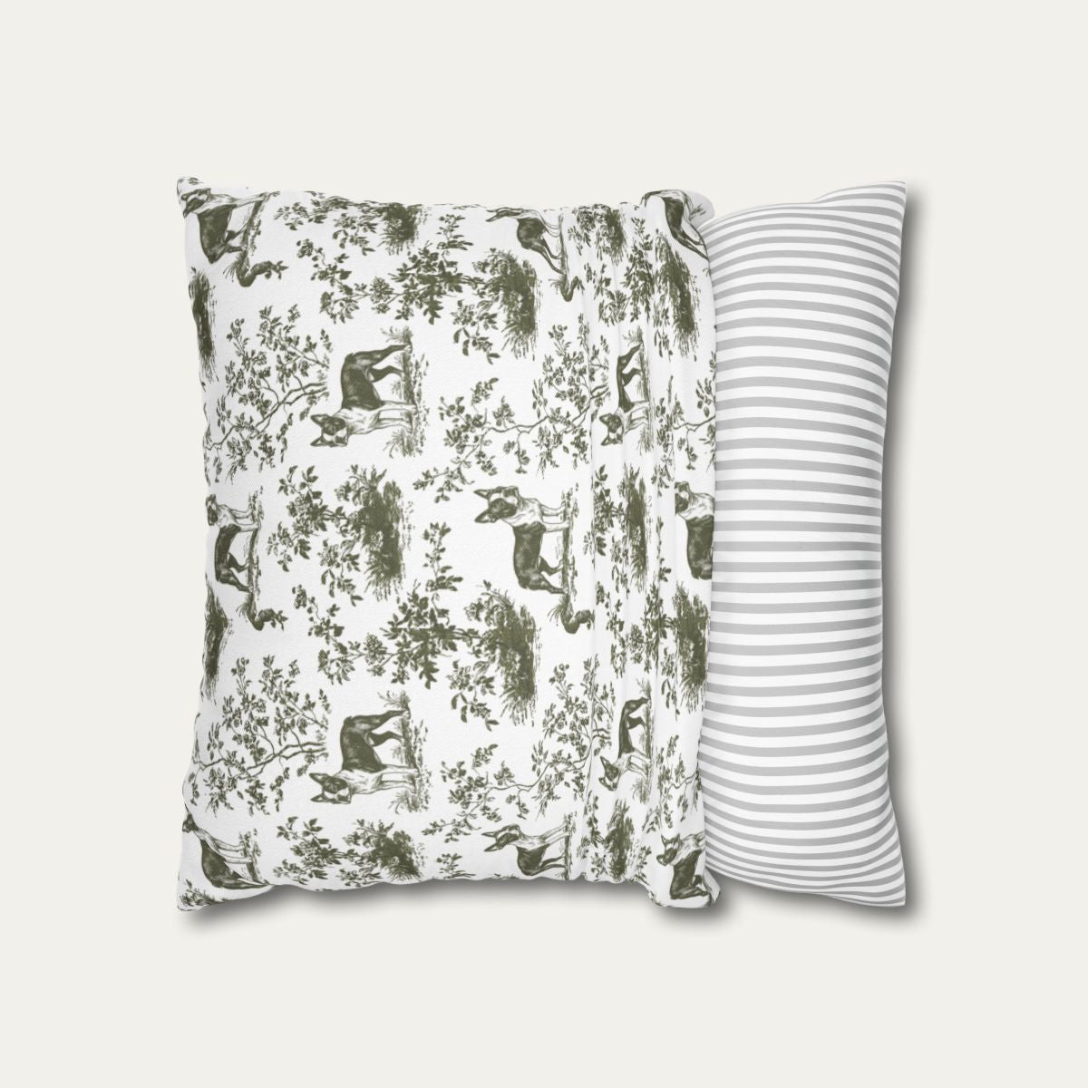 Boston Terrier Sage Green French Toile Pillow