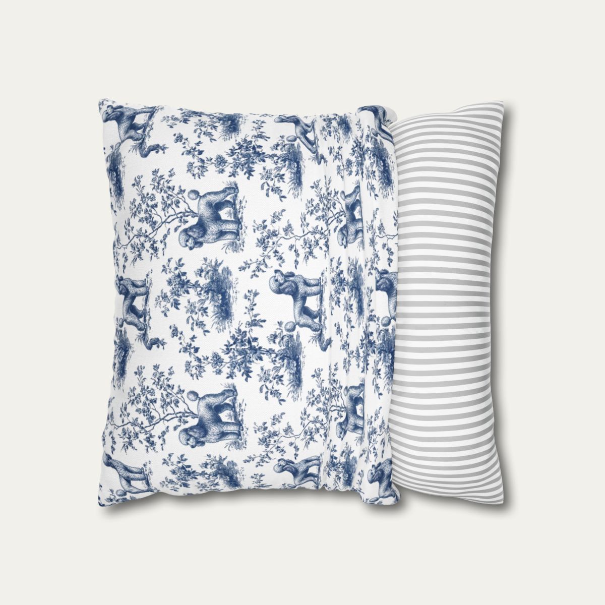 Poodle Blue French Toile Pillow