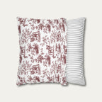 English Bulldog Burgundy French Toile Pillow