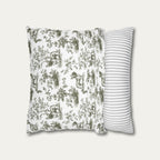 French Bulldog Sage Green French Toile Pillow