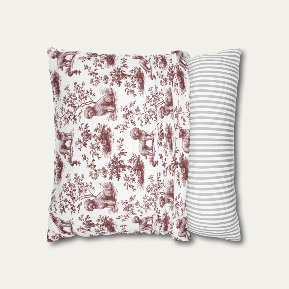 Spanish Water Dog Burgundy French Toile Pillow