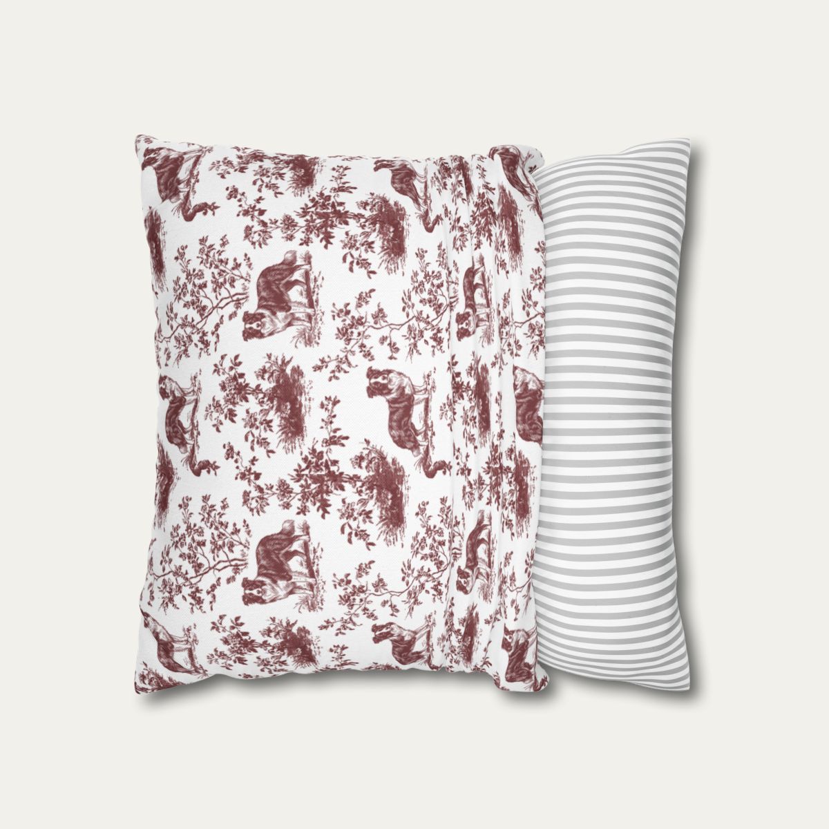 Border Collie Burgundy French Toile Pillow