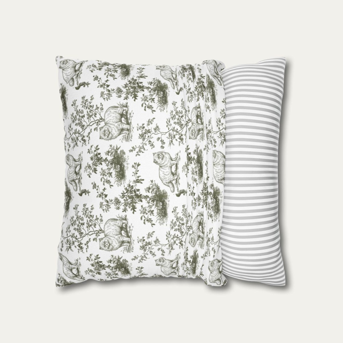 Persian Cat Sage Green French Toile Pillow