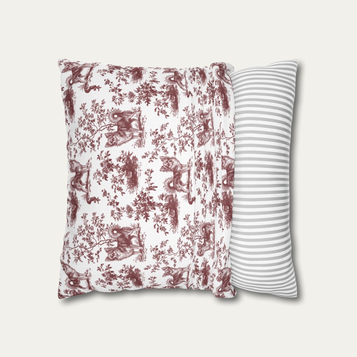 Chihuahua Longhaired Burgundy French Toile Pillow
