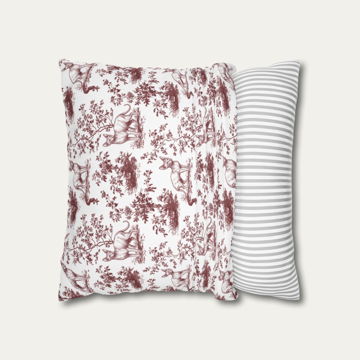 Sphynx Cat Burgundy French Toile Pillow