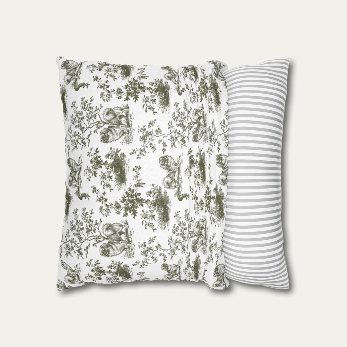 Pekingese Sage Green French Toile Pillow