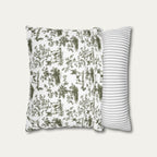 Toy Fox Terrier Sage Green French Toile Pillow