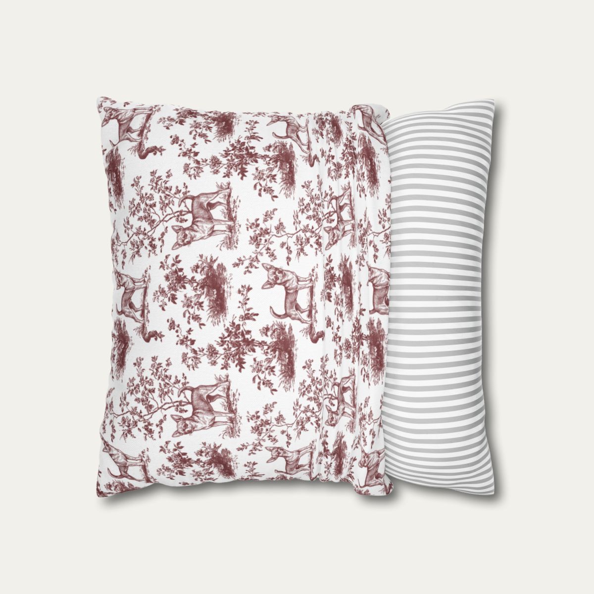Chihuahua Shorthaired Burgundy French Toile Pillow