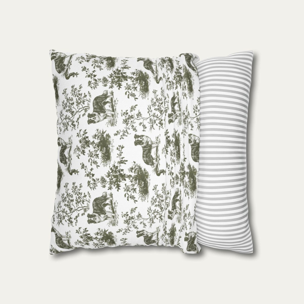 Border Collie Sage Green French Toile Pillow