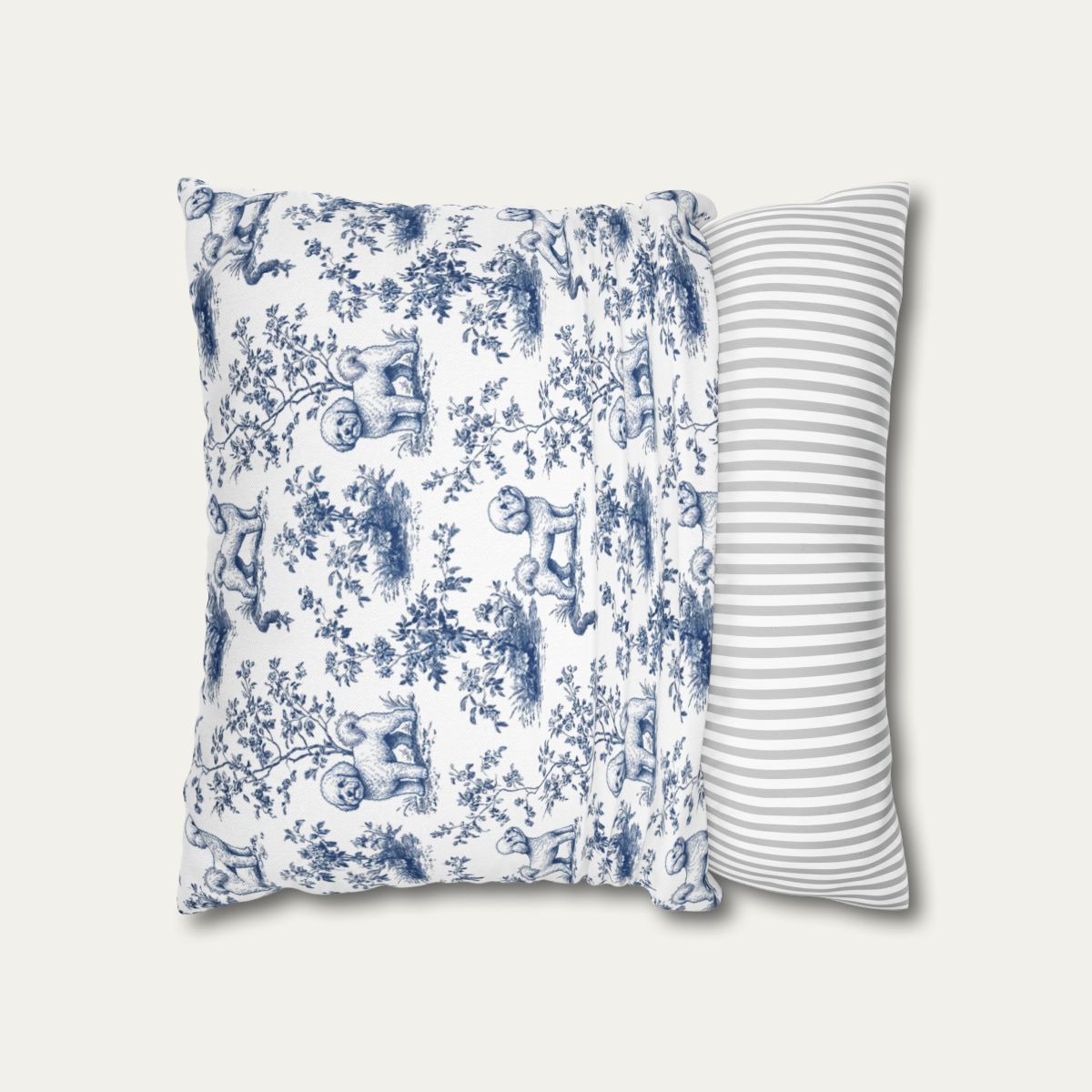 Bichon Frise Blue French Toile Pillow
