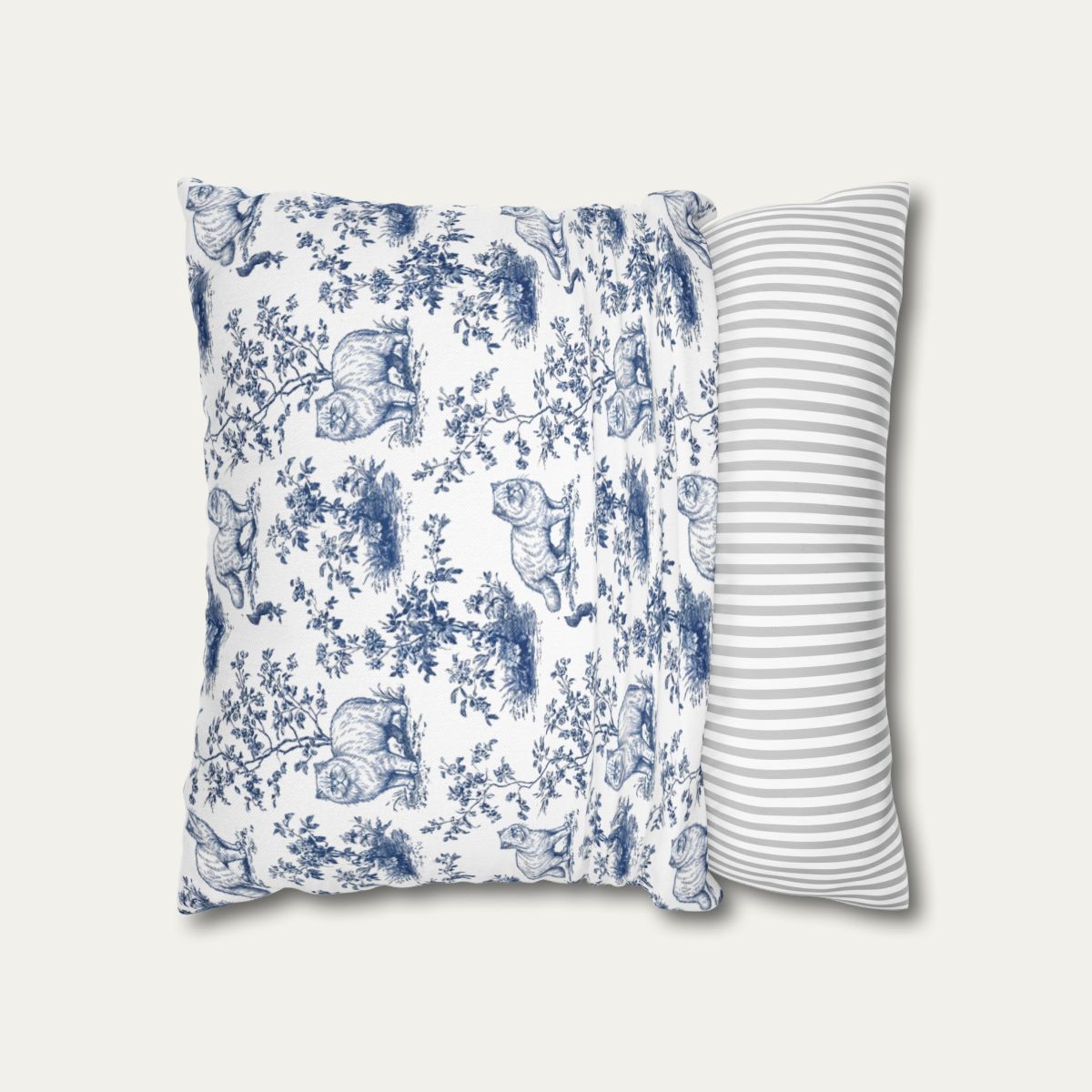 Persian Cat Blue French Toile Pillow