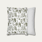 Siamese Cat Sage Green French Toile Pillow